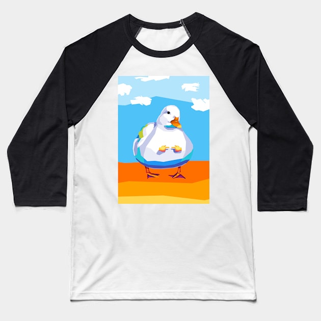 Cute Duck Pop Art Baseball T-Shirt by SiksisArt